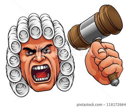 Angry Judge Hammer Gavel Cartoon Character Angry Judge Hammer Gavel Cartoon Character 118172664