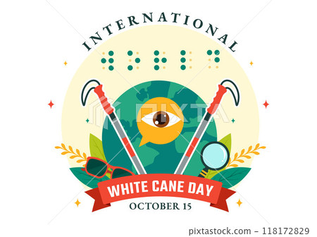 International White Cane Day Vector Illustration on 15 October, featuring a White Safety Cane for People with Visual Impairments or Blindness International White Cane Day Vector Illustration on 15 October, featuring a White Safety Cane for People with Visual Impairments or Blindness 118172829