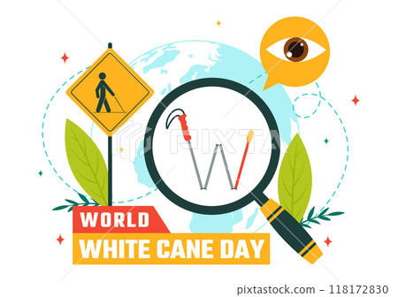 International White Cane Day Vector Illustration on 15 October, featuring a White Safety Cane for People with Visual Impairments or Blindness International White Cane Day Vector Illustration on 15 October, featuring a White Safety Cane for People with Visual Impairments or Blindness 118172830