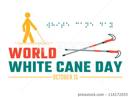 International White Cane Day Vector Illustration on 15 October, featuring a White Safety Cane for People with Visual Impairments or Blindness International White Cane Day Vector Illustration on 15 October, featuring a White Safety Cane for People with Visual Impairments or Blindness 118172835