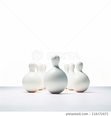 White Wooden Skittles on Solid White Background for Fun Game. White Wooden Skittles on Solid White Background for Fun Game. 118172871