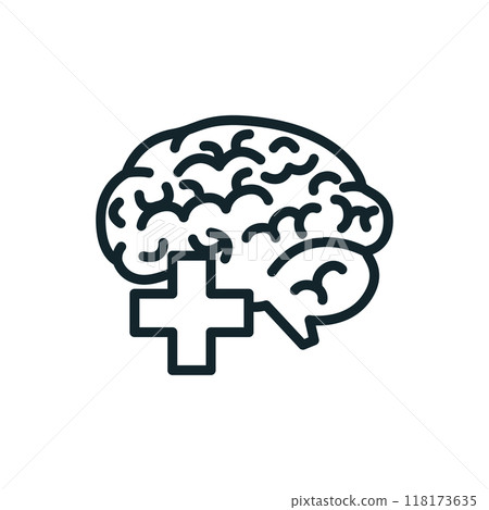 Brain receiving medical treatment with first aid symbol Brain receiving medical treatment with first aid symbol 118173635
