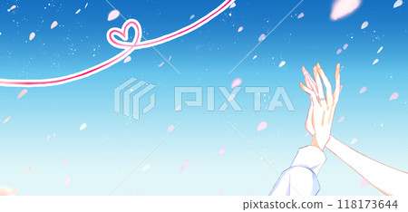 一個男人和一個女人的手重疊,帶著戒指,櫻花暴風雪 一個男人和一個女人的手重疊,帶著戒指,櫻花暴風雪 118173644