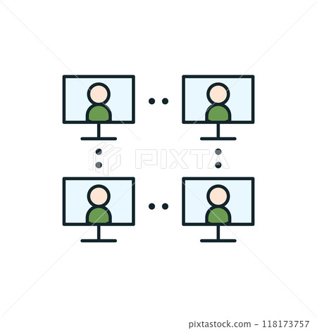 Network connecting people working from home office 118173757