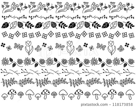Scandinavian style plant hand drawn line set 118173858