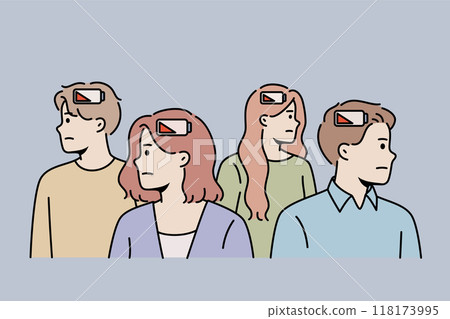 Problem emotional burnout in society and lack of strength in people with discharged battery in heads Problem emotional burnout in society and lack of strength in people with discharged battery in heads 118173995