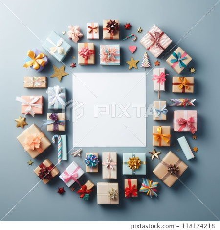 Gift Frame Ribbon Frame made of gift boxes with ribbons and bows... - Stock Illustration ...
