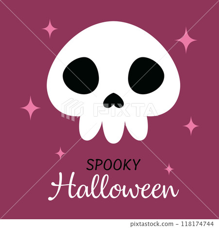 halloween card with cute skull 118174744