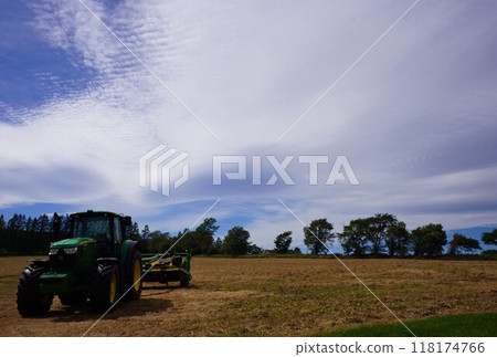 Majestic scenery and tractors in Hokkaido Majestic scenery and tractors in Hokkaido 118174766