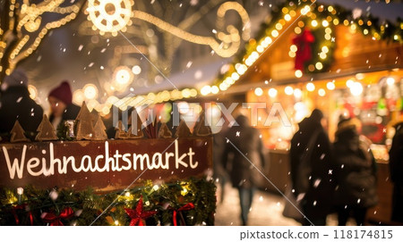 sign with german word christmas market in the city 118174815