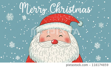 christmas greeting card with cute santa claus illustration 118174859