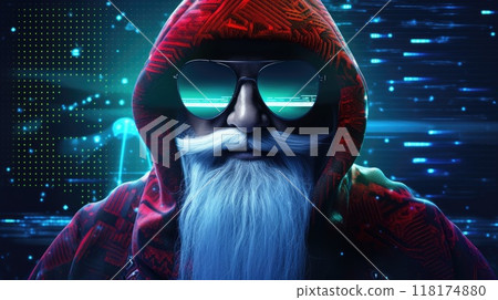 digital santa claus christmas technology illustration 118174880
