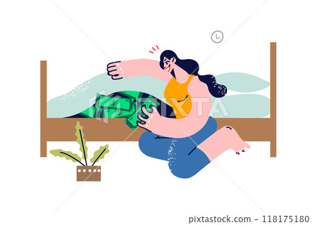 Woman hides stash of money under mattress so she can have cash in case of crisis or trouble 118175180