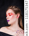 Profile View of Woman with Artistic Makeup 118175347