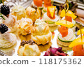 Assorted Gourmet Appetizers with Various Toppings 118175362