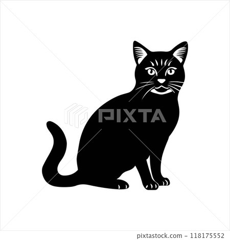 Cat cute silhouette vector art illustration 118175552