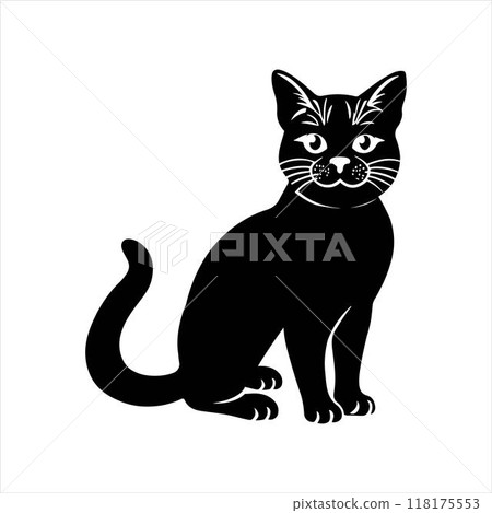 Cat cute silhouette vector art illustration 118175553