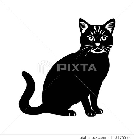 Cat cute silhouette vector art illustration Cat cute silhouette vector art illustration 118175554