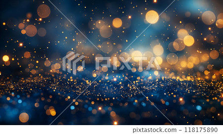Abstract Particles in Dark Blue and Gold, Abstract Christmas Holiday Background. Generative AI 118175890