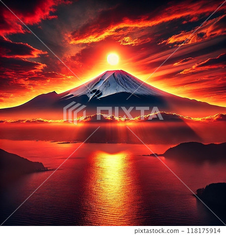 富士山在日落時 118175914