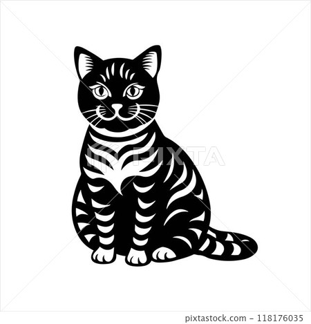 American Shorthair cat sitting silhouette vector illustration American Shorthair cat sitting silhouette vector illustration 118176035