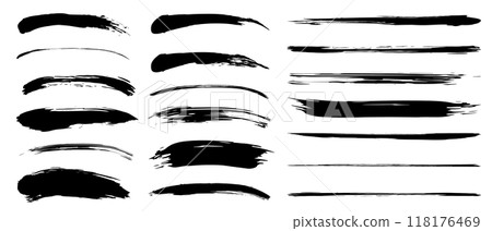 Brush line set brush stroke handwritten black 118176469
