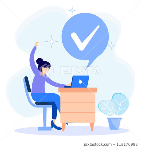 Illustration vector graphic cartoon character of completed work Illustration vector graphic cartoon character of completed work 118176988