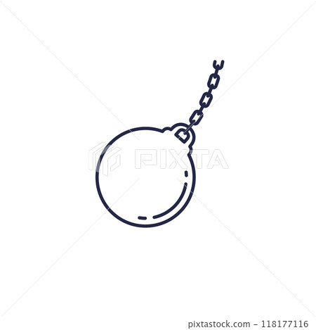 wrecking ball icon on white, line vector 118177116