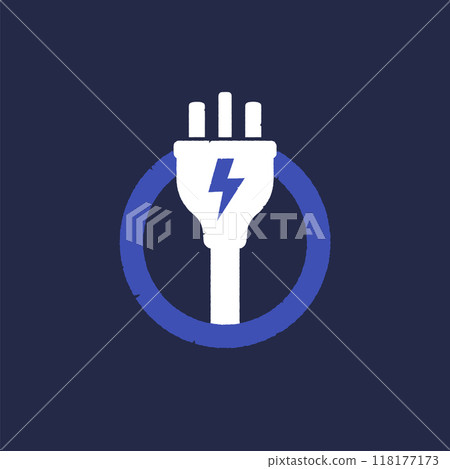electricity vector icon with an electric plug 118177173