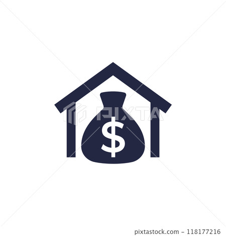 mortgage icon with a house and money 118177216