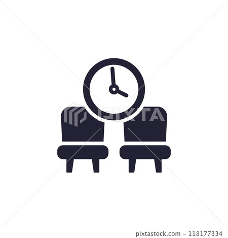 Waiting room icon, pictogram on white Waiting room icon, pictogram on white 118177334