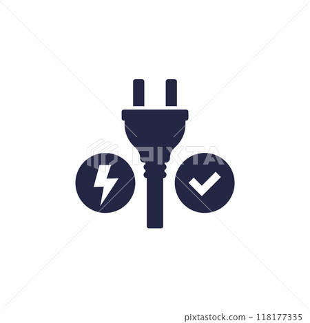 electricity icon with electric plug, vector electricity icon with electric plug, vector 118177335