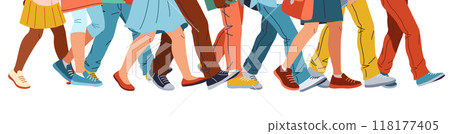 Legs of children walking to lessons flat vector illustration 118177405