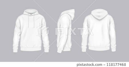 White hoodies of various perspectives illustration set 118177468