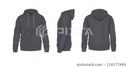 Gray hoodies with copyspace realistic illustration set 118177469