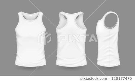 White men tank tops with brand mockup illustration set 118177470