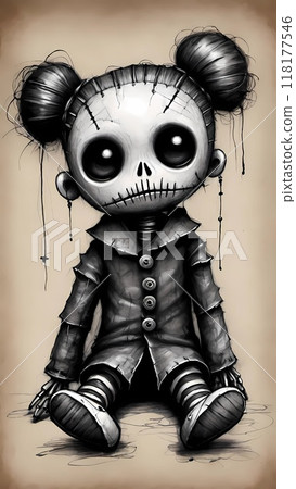 Creepy and spooky voodoo doll 118177546
