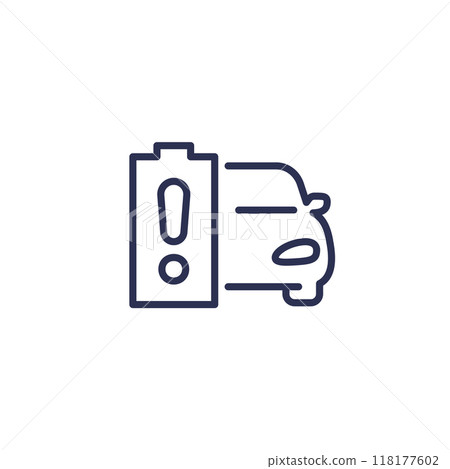 car battery warning line icon on white 118177602