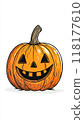 an halloween pumpkin wallpaper lockscreen mobile vector simple logo, cute, smiling, isolated on white background 118177610