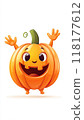 an halloween pumpkin wallpaper lockscreen mobile vector simple logo, cute, smiling, isolated on white background 118177612