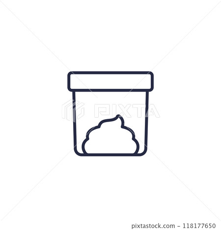 Stool sample icon, poop in cup line vector 118177650
