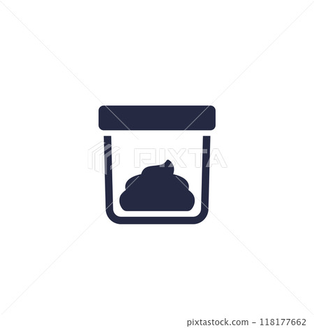 Stool sample icon, poop in a cup vector Stool sample icon, poop in a cup vector 118177662