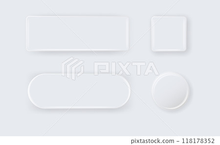 Vector 3d Round and Square White Metal, Plastic Blank Empty Button Badge Isolated. Button Badge. Brooch Pin. Template for Branding 118178352