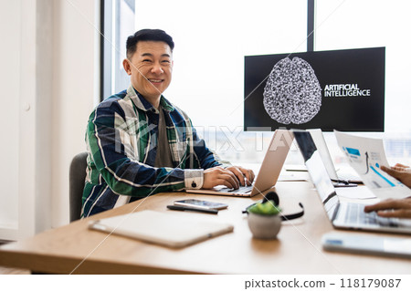 IT expert working on developments of artificial intelligence 118179087