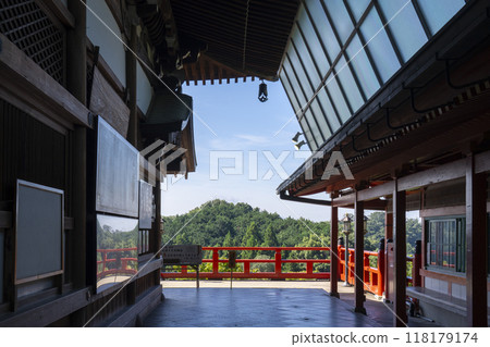 View from the main hall of Chogosonshiji Temple in Nara View from the main hall of Chogosonshiji Temple in Nara 118179174