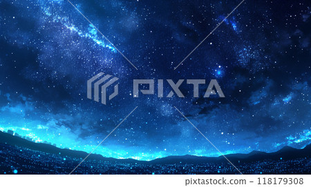 Starry sky and night scenery 118179308