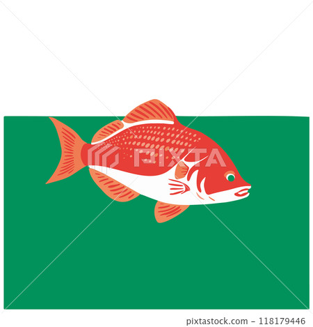 Colored vector illustrations of stylized fish in naturalistic style on multicolored background. Vector illustration 118179446
