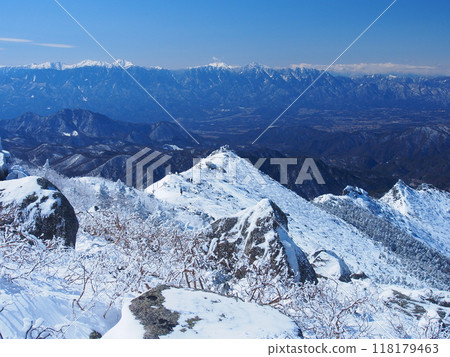 冬天從金峰山眺望南阿爾卑斯山 冬天從金峰山眺望南阿爾卑斯山 118179463