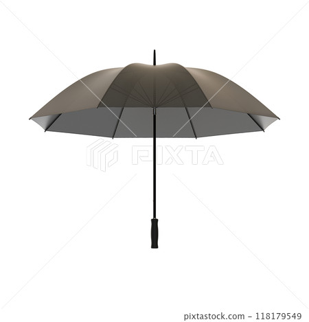 Open black umbrella with black handle, isolated on white background Open black umbrella with black handle, isolated on white background 118179549
