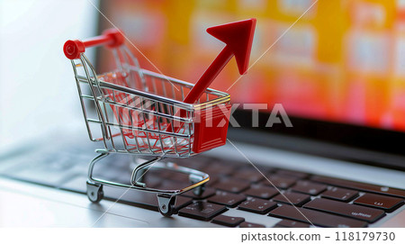 計算機、箭頭和購物車 計算機、箭頭和購物車 118179730
